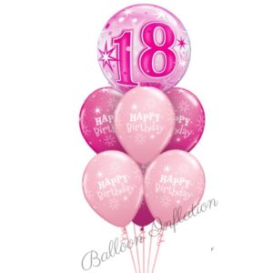 18th Birthday Pink Starburst Bubble Balloon Bouquet