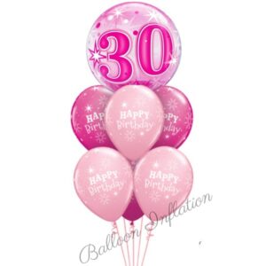 30th Birthday Pink Starburst Bubble Balloon Bouquet