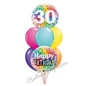 30th Rainbow Dots Birthday Balloon Bouquet