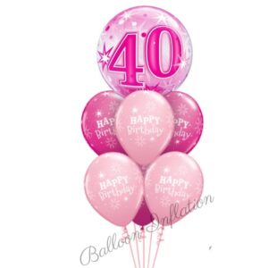 40th Birthday Pink Starburst Bubble Balloon Bouquet