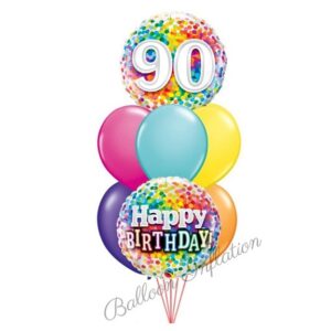 90th Rainbow Dots Birthday Balloon Bouquet