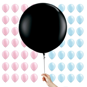 Gender Reveal 90cm Mini Balloons Balloon (Plain Black)